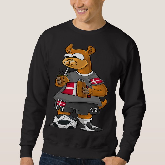 Denmark Fan Llama Lång Ärmad Tröja (Framsida)