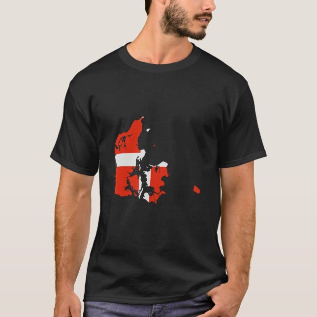 Denmark flag in Denmark outline Denmark T Shirt (Framsida)