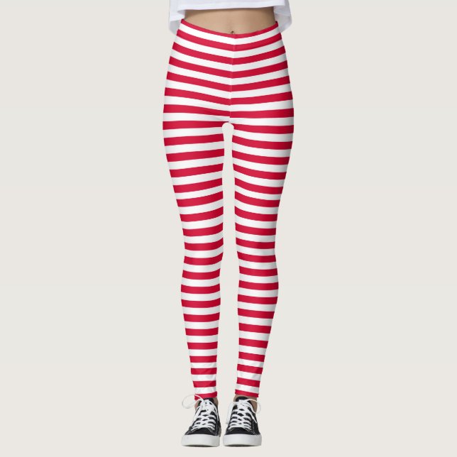 Denmark flag stripes country color pattern red whi leggings (Framsida)