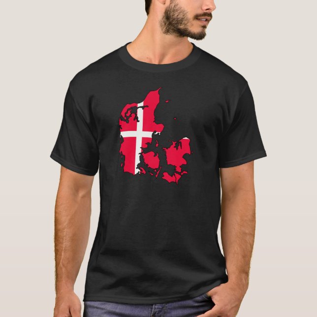 denmark flagga karta tee (Framsida)