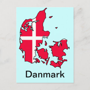 denmark flagga karta vykort