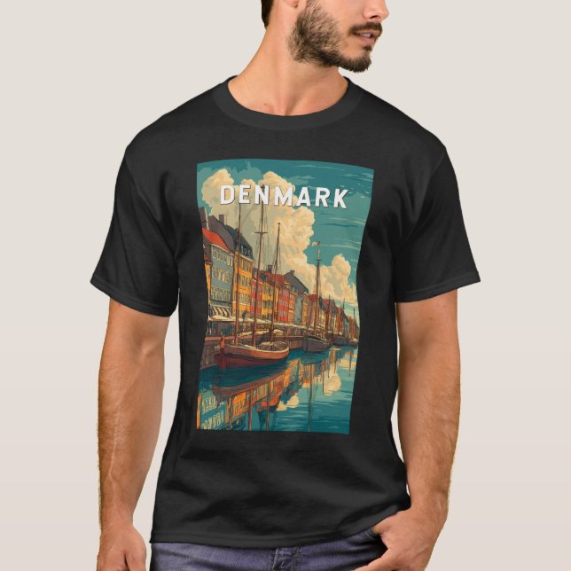Denmark Illustration Travel Art Vintage T Shirt (Framsida)