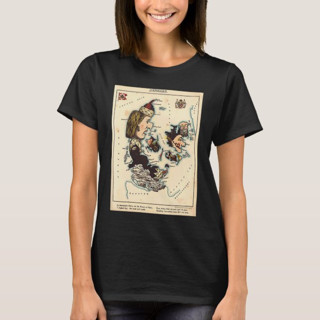 Denmark Illustrative Map T Shirt (Framsida)