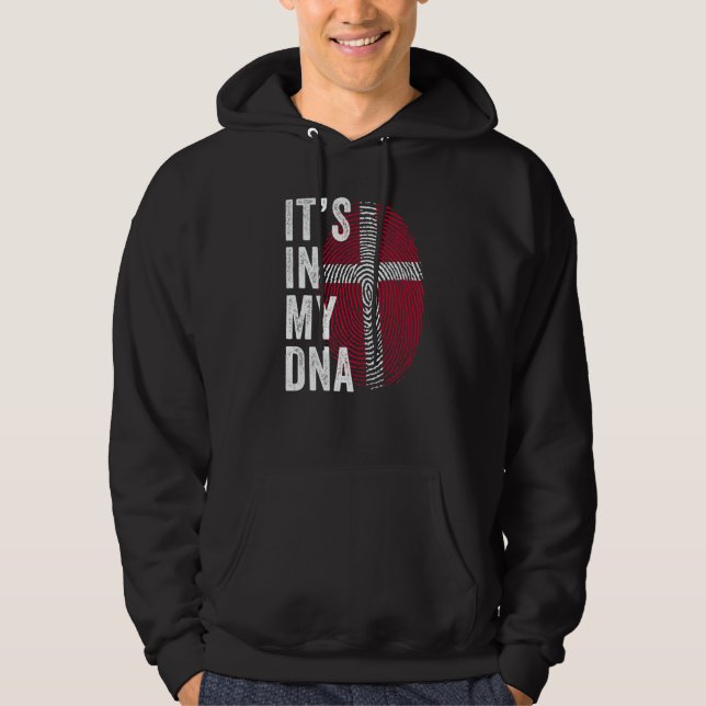 Denmark It's In My DNA Cute Danish Fingerprint Fla Hoodie (Framsida)