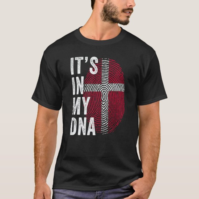 Denmark It's In My DNA Cute Danish Fingerprint Fla T Shirt (Framsida)