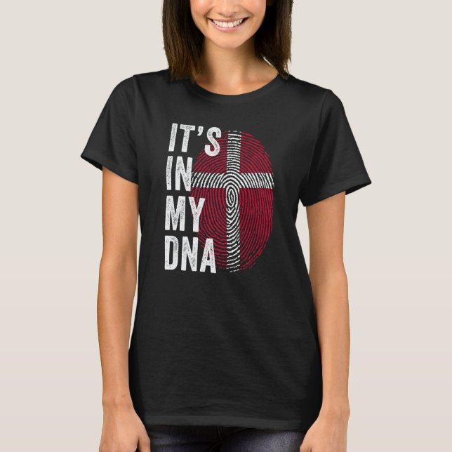 Denmark It's In My DNA Cute Danish Fingerprint Fla T Shirt (Framsida)