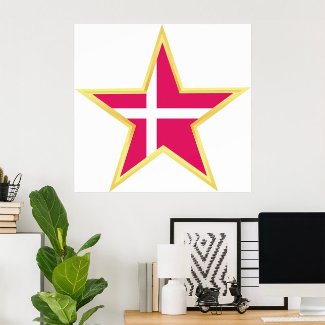 Denmark National Flag Star Shape Poster (Skapare uppladdad)