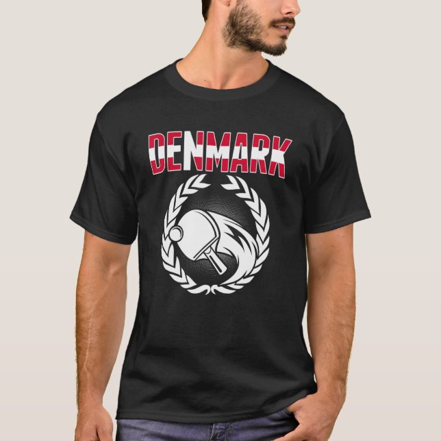 Denmark Table Tennis  Danish Ping Pong Team Suppor T Shirt (Framsida)