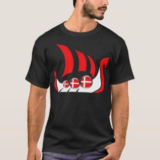 Denmark Viking Ship  Danish Flag Dragon Boat  T Shirt