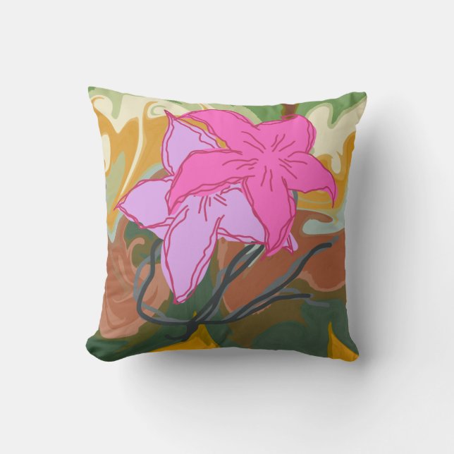 Denna abstrakta blommiga konstdesign blandar mjuk  kudde (Framsida)