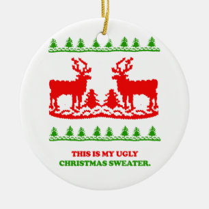 Denna är min fula jultröja julgransprydnad keramik