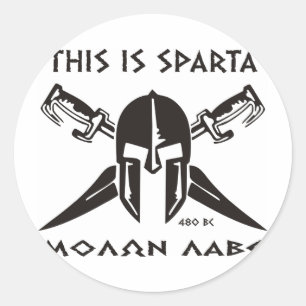 Denna är Sparta - Molon Lave - svarten Runt Klistermärke