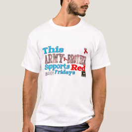 Denna ARMÉbroder ha på sig rött T-shirt