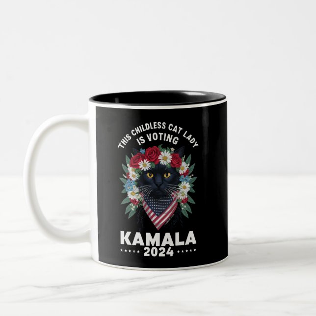 Denna barnlösa katt i Dam Dam röstar Kamala Två-Tonad Mugg (Vänster)