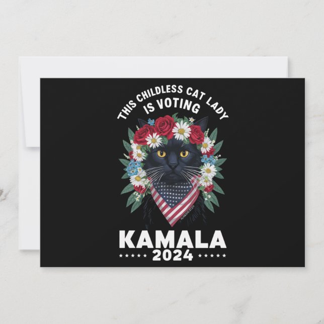 Denna Barnlösa Kattdam Dam Är Röstar Kamala  Inbjudningar (Framsida)