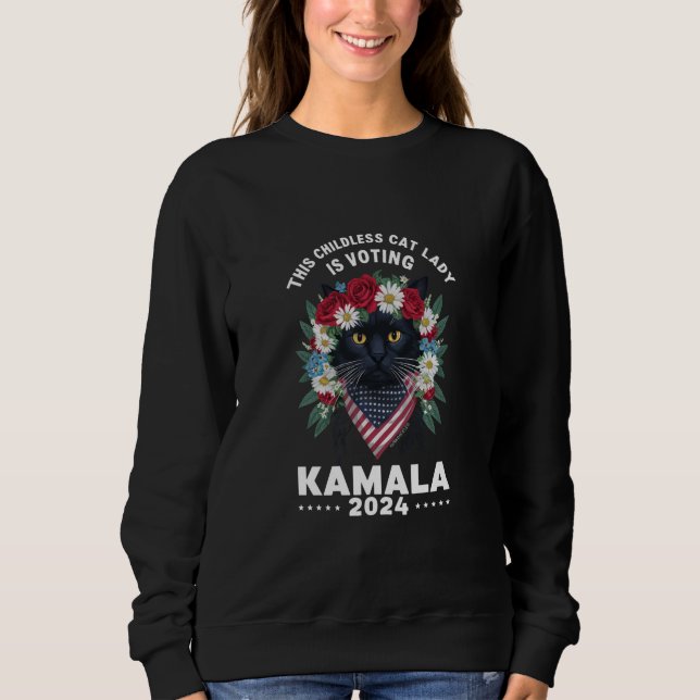 Denna Barnlösa Kattdam Dam Är Röstning Kamala T Shirt (Framsida)