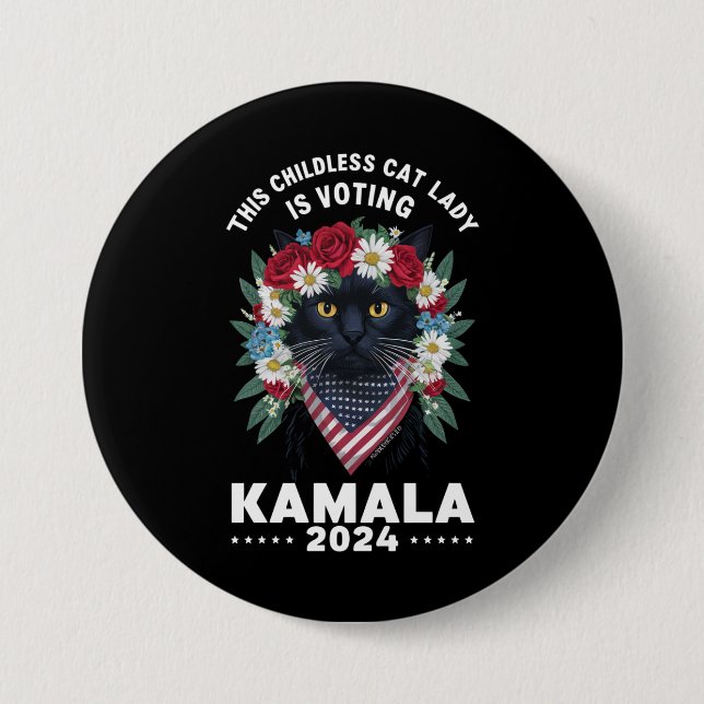 Denna Barnlösa Kattdam Damer Röstar Kamala  Knapp (Framsida)
