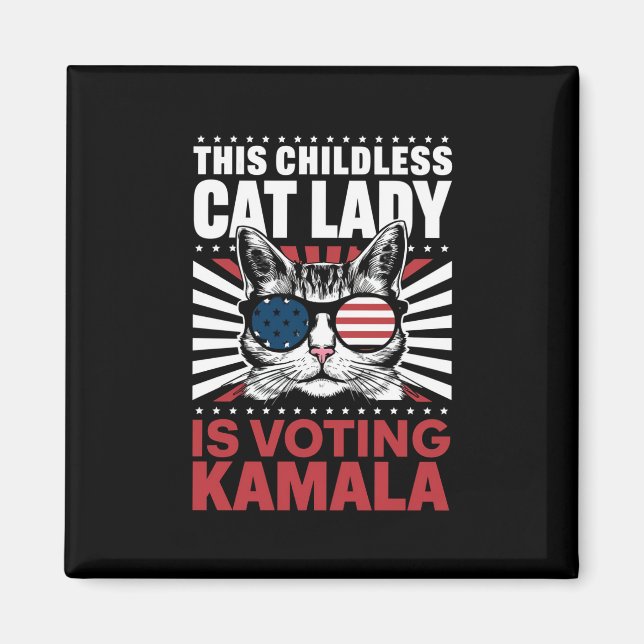 Denna barnlösa kattdam dammen röstar Kamala 2024 Magnet (Framsidan)