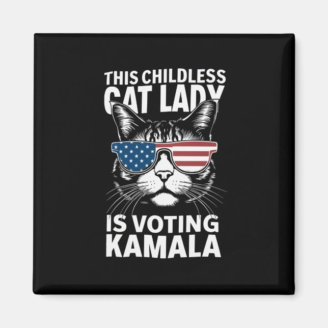 Denna barnlösa kattdam röstade på Kamala-Harris 24 Magnet (Framsidan)