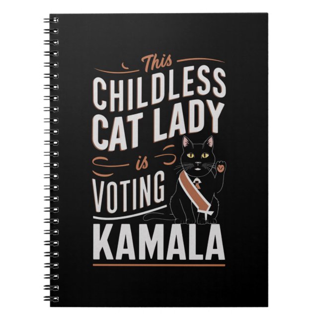 Denna barnlösa kattdam röstar Kamala Anteckningsbok (Framsidan)