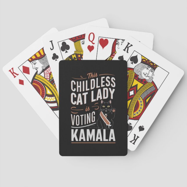 Denna barnlösa kattdamen röstar Kamala Casinokort (Baksidan)