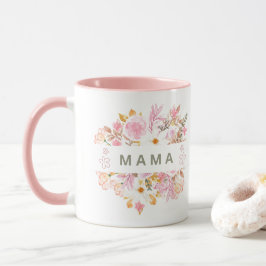 Denna blomstermamma-design har elegant botanisk mugg