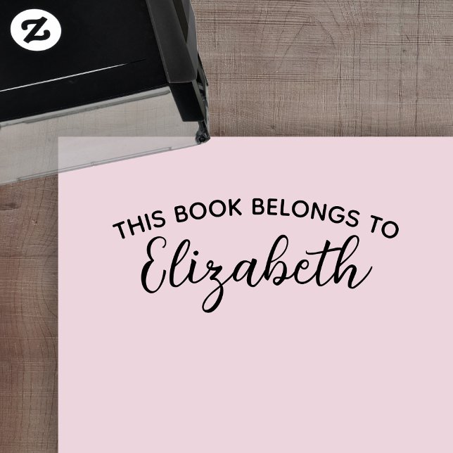 Denna bok tillhör - Anpassat namn - modernt tecken Självfärgande Stämpel (Skapare uppladdad)
