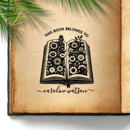 Denna bok tillhör Floral book Rubber Stamp  Stämpel