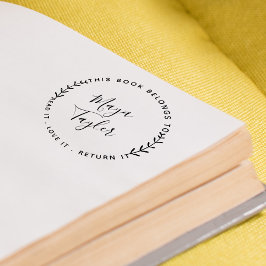 Denna bok tillhör Greenery Script Självfärgande Stämpel