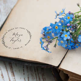 Denna bok tillhör Greenery Script Självfärgande Stämpel