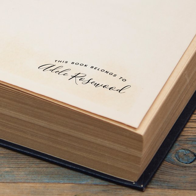 Denna bok tillhör handskriven skriftnamn självfärgande stämpel (This Book Belongs To Handwritten Script Name Self-inking Stamp)
