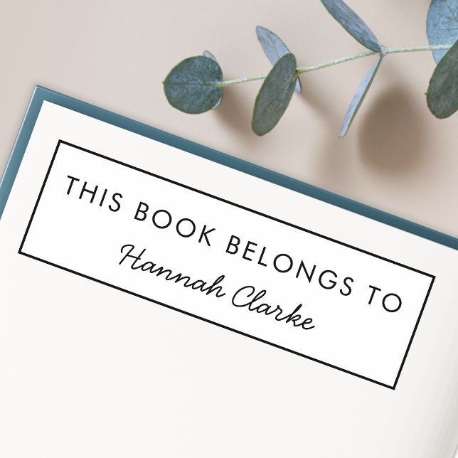 Denna bok tillhör | Modern namnbokmärke Självfärgande Stämpel (Skapare uppladdad)