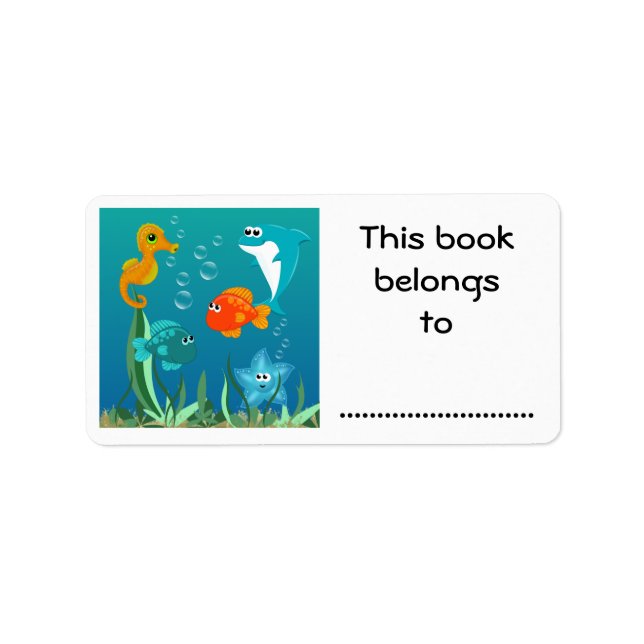 Denna bok tillhör, Under havet Adressetikett (Framsidan)