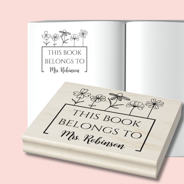 Denna bok tillhör Wildflower boketikett Stämpel (This Book Belongs To Wildflower Book Label Stamp)