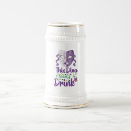 Denna diva behöver en drink Mardi Gras ölkrus Sejdel