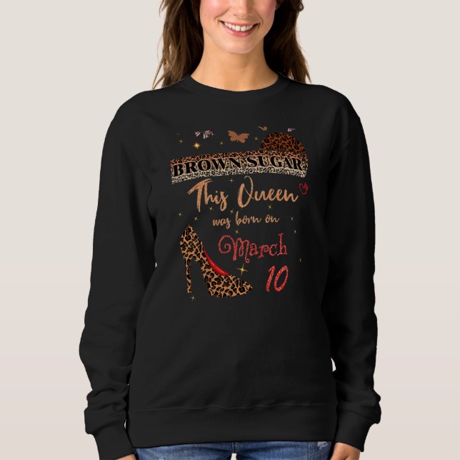 Denna drottning föddes den 10 mars 10:e födelsedag t shirt (Framsida)