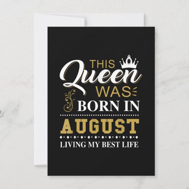 Denna Drottning Föddes I Augusti Födelsedagspresen Inbjudningar (Framsida)