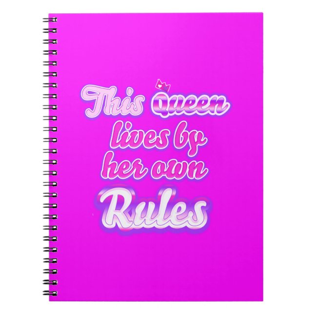 Denna drottning följer aldrig regler rosa anteckningsbok (Framsidan)