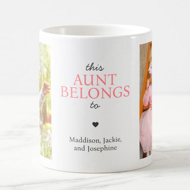 "Denna faster tillhör" anpassad fotokollage Kaffemugg (This Aunt Belongs To Quote Custom Photo Collage Coffee Mug)