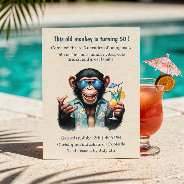 Denna gamla apa är 50 Roligt 50-årsfirande Inbjudningar (This Old Monkey is 50 Funny 50th Birthday Invitation)