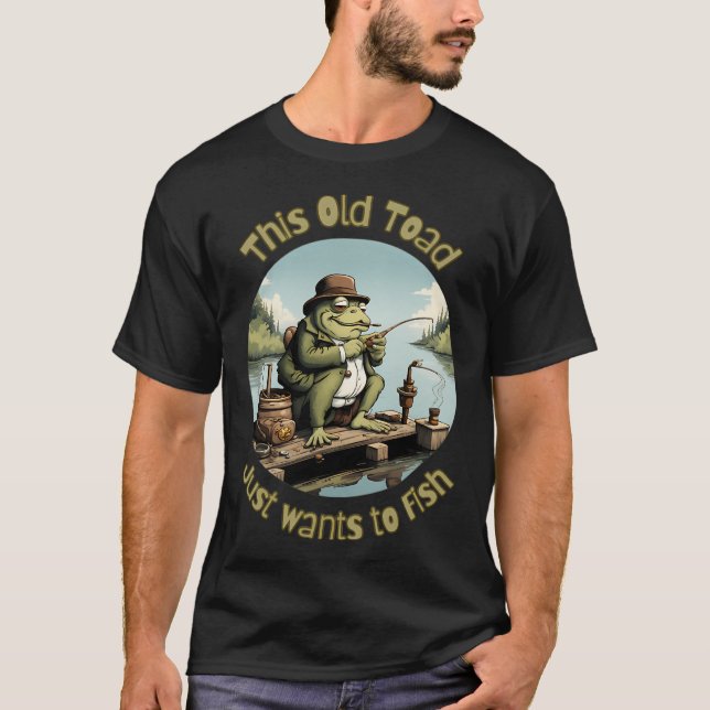 Denna Gamla Padda, Vill Bara Fiska T Shirt (Framsida)