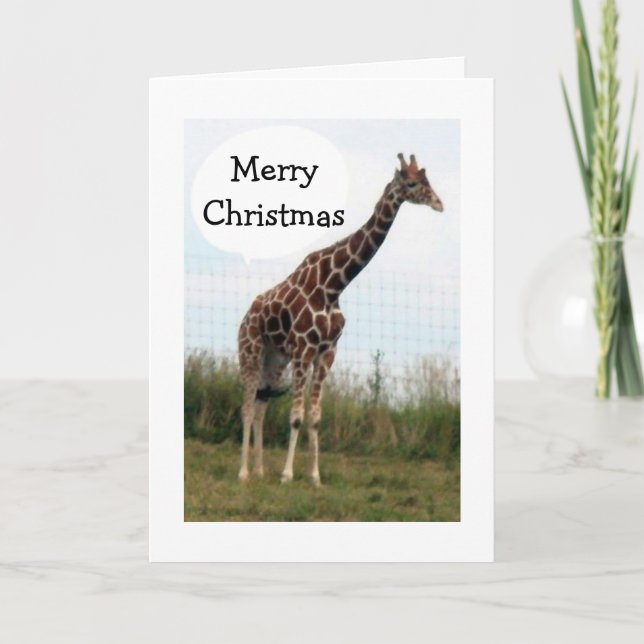 DENNA GIRAFFE ÄR REDO-HAN SÄGER GOD JUL HELGKORT (Framsida)