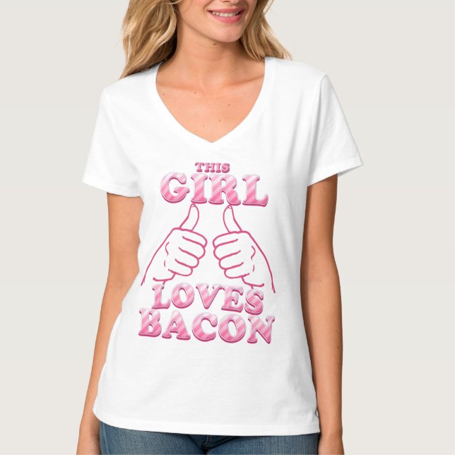 Denna GIRL Kärlek Bacon i Rosa T-shirt (Framsida)