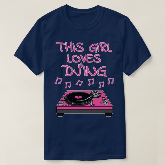 Denna Girl Kärlek DJing Female DJ Music Producer T Shirt (Design framsida)