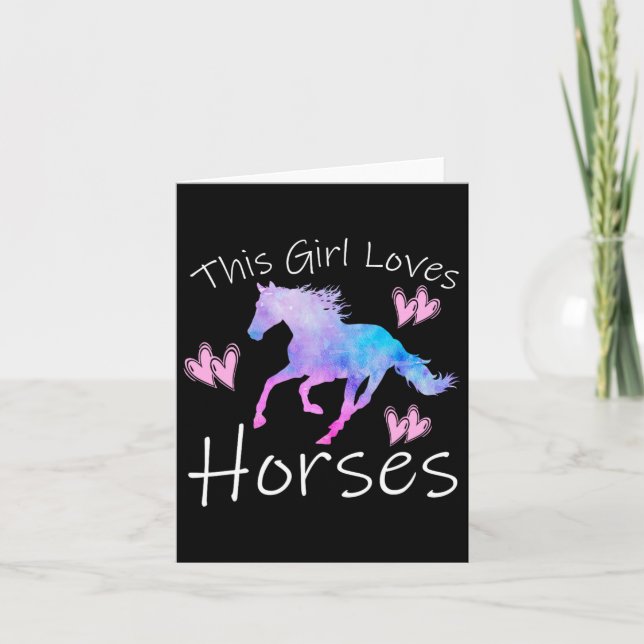 Denna Girl Kärlek Horses Horseback Equestrian Ridi Kort (Framsida)