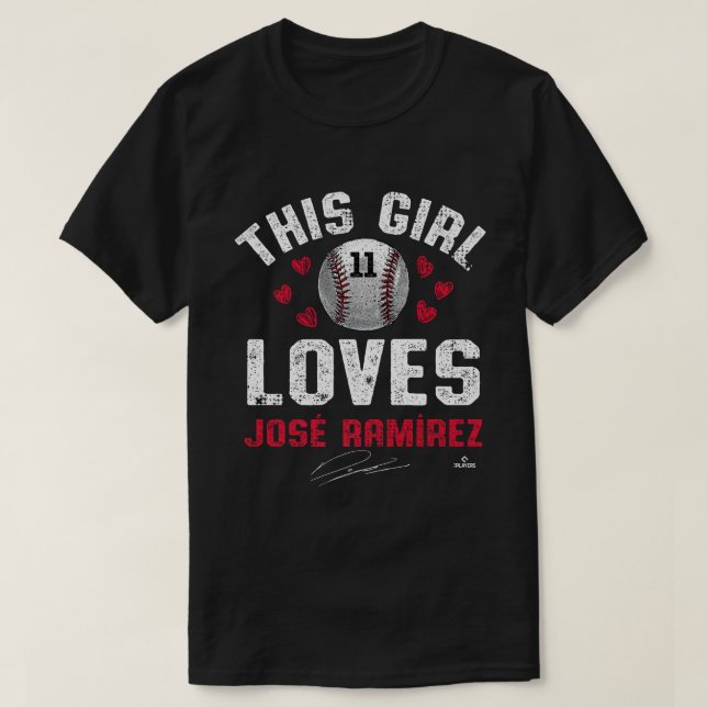 Denna Girl Kärlek Jose Ramirez Cleveland MLBPA T Shirt (Design framsida)