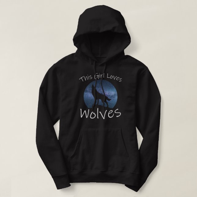 DENNA GIRL KÄRLEK VARGARS Howling Varg Starry Himl Hoodie (Design framsida)