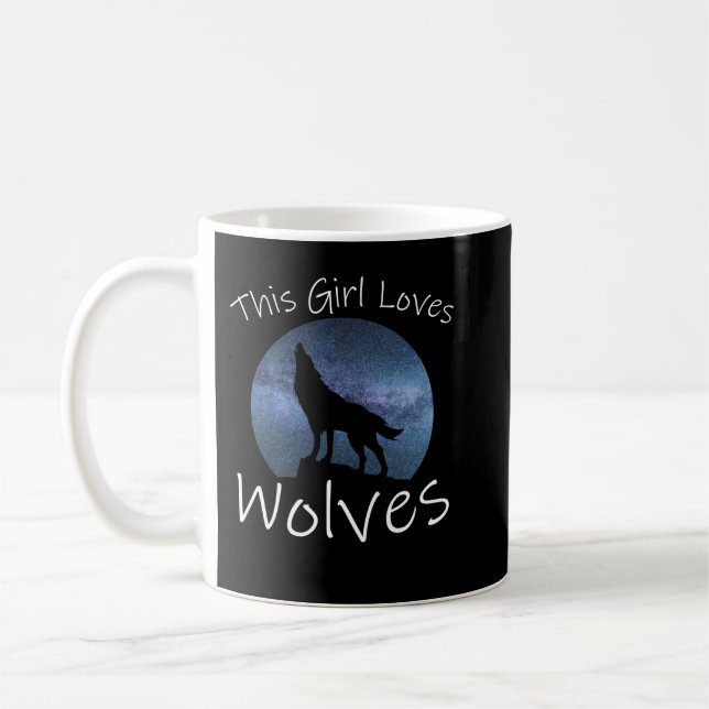 DENNA GIRL KÄRLEK VARGARS Howling Varg Starry Himl Kaffemugg (Vänster)
