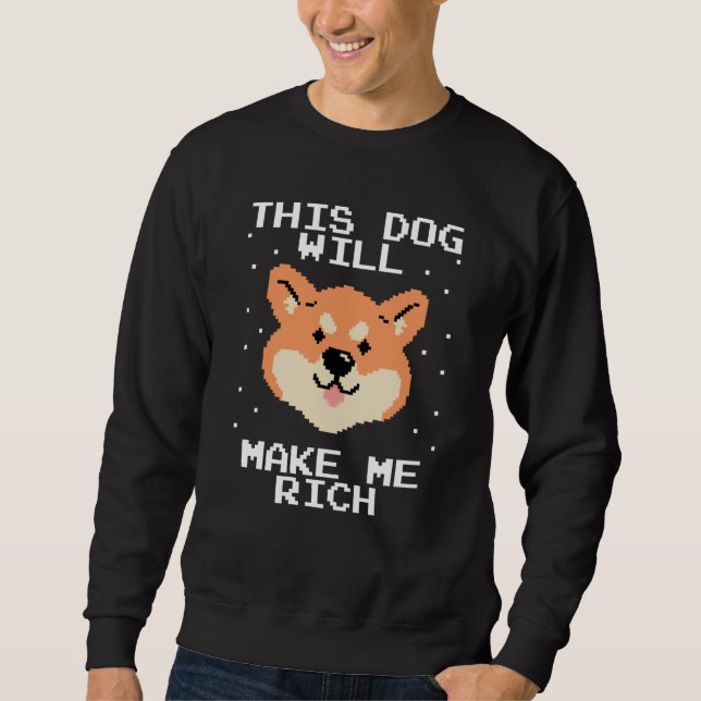 Denna hund kommer att göra dig rik kryptovaluta kr lång ärmad tröja (Framsida)