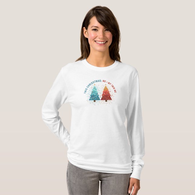 Denna jul; Jag + Min Tvilling Jag T-Shirt (Hel framsida)
